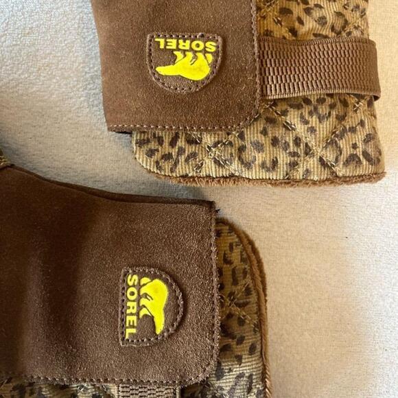 Sorel Suede Leopard Print Nutmeg Rylee Waterproof Boots Women 6 / Youth 4 - Picture 12 of 15